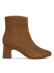 Clarks Botki Fernie Zip 26182938 Brązowy. Brązowe botki damskie Clarks, ze skóry, bez obcasa, na słupku, bez zapięcia. Za 569.99 zł.