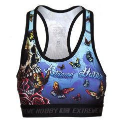 Stanik sportowy fitness siłownia MMA EXTREME HOBBY SKULL 2. Niebieskie biustonosze sportowe damskie EXTREME HOBBY, bez wzorów, z elastanu. Za 129.00 zł.