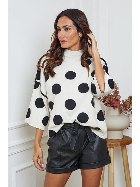 So Cachemire Sweter "Fuzia" w kolorze kremowo-czarnym rozmiar: XL. Brązowe swetry klasyczne damskie So Cachemire, xl, ze splotem, bez kołnierzyka. Za 182.72 zł.