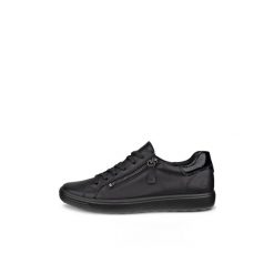 Kobiece trampki z zapięciem Ecco Soft 7. Czarne trampki damskie ECCO, bez wzorów, z materiału, bez zapięcia. Za 590.50 zł.