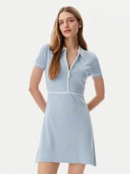 Guess Sukienka dzianinowa V5GK00 Z3D60 Błękitny Regular Fit. Niebieskie sukienki damskie Guess, z aplikacjami, z dzianiny, bez ramiączek. Za 369.99 zł.