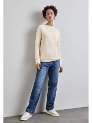 Street One Sweter w kolorze kremowym rozmiar: 44. Brązowe swetry klasyczne damskie Street One, ze splotem, bez kołnierzyka. Za 114.17 zł.