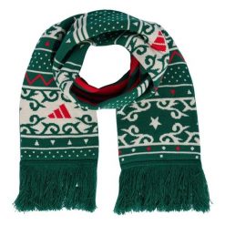 Szalik z grafiką bożonarodzeniową. Białe szaliki damskie Adidas, bez wzorów, z dzianiny. Za 139.00 zł.