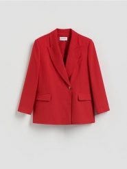 Marynarka z wiskozą - czerwony. Czerwone marynarki i żakiety damskie Reserved, l, bez wzorów, z tkaniny. Za 249.99 zł.