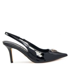 Sandały Guess. Czarne sandały damskie Guess, z aplikacjami, bez obcasa, na szpilce, bez zapięcia. Za 449.99 zł.