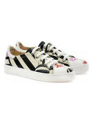 Goby Skórzane sneakersy w kolorze kremowo-czarno-białym rozmiar: 42. Białe obuwie sportowe damskie Goby, bez zapięcia. Za 215.21 zł.