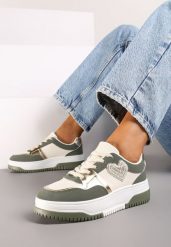 Zielone Sneakersy z Brokatowym Serduszkiem Asitalla. Brązowe obuwie sportowe damskie Born2be, z materiału, bez zapięcia. Za 89.99 zł.