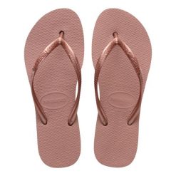 Japonki damskie Havaianas Slim Platform. Czerwone klapki damskie Havaianas, bez wzorów, z gumy, bez obcasa, bez zapięcia. Za 99.99 zł.