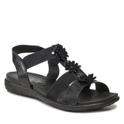Sandały Go Soft. Czarne sandały damskie GO SOFT, bez wzorów, bez obcasa, na płaskiej podeszwie, bez zapięcia. Za 169.99 zł.