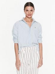Polo Ralph Lauren Koszula 211891420001 Błękitny Relaxed Fit. Niebieskie koszule damskie Polo Ralph Lauren, s, bez wzorów, z bawełny, bez kołnierzyka, bez ramiączek. Za 669.99 zł.