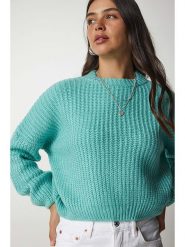 Happiness Istanbul Sweter w kolorze turkusowym rozmiar: onesize. Niebieskie swetry klasyczne damskie Happiness Istanbul, ze splotem, bez kołnierzyka. Za 74.11 zł.