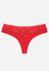 Czerwone Majtki Stringi z Bawełną Ozdobione Koronką Thelanthe. Czerwone stringi Born2be, z aplikacjami, z bawełny. Za 7.99 zł.