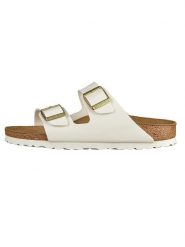 Birkenstock Klapki "Arizona" w kolorze białym rozmiar: 38. Białe klapki damskie Birkenstock, bez wzorów, z otwartym noskiem, bez obcasa, bez zapięcia. Za 375.11 zł.