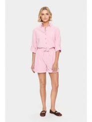 SAINT TROPEZ Szorty w kolorze jasnoróżowym rozmiar: S. Różowe szorty damskie Saint Tropez, bez wzorów, z bawełny, z podwyższonym stanem. Za 119.95 zł.