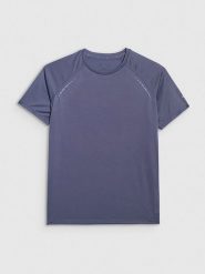 4F Koszulka sportowa w kolorze niebieskoszarym rozmiar: XS. Niebieskie koszulki sportowe damskie 4F, xs, bez wzorów, z materiału, bez ramiączek, outdoorowe. Za 43.57 zł.