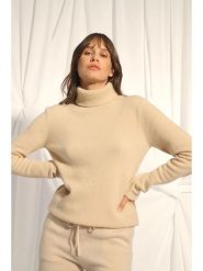 Just Cashmere Kaszmirowy golf "June" w kolorze beżowym rozmiar: XL. Brązowe golfy damskie Just Cashmere, xl, bez wzorów, z kaszmiru, bez ramiączek. Za 521.99 zł.