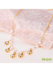 Atelier MIU Pozłacany naszyjnik z perłami i cyrkoniami - dł. 42 cm rozmiar: onesize. Białe naszyjniki damskie atelier MIU, z cyrkonią, pozłacane. Za 39.99 zł.