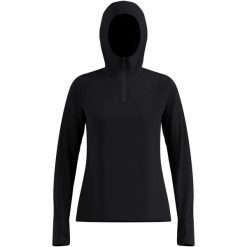 Bluza z kapturem Odlo Mid layer hoody X-ALP. Czarne bluzy damskie ODLO, l, bez wzorów, z materiału, z kapturem. Za 499.99 zł.