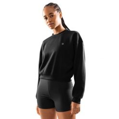 Bluza treningowa crop top dla kobiet Fitness Siroko Studio. Czarne bluzy damskie SIROKO, l, bez wzorów, z materiału, bez kaptura. W wyprzedaży za 146.95 zł.