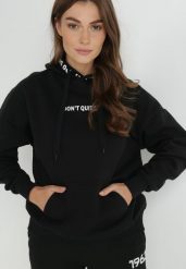 Czarna Bluza z Kapturem Ruzha. Czarne bluzy damskie Born2be, l, bez wzorów, z bawełny, z kapturem. Za 99.99 zł.