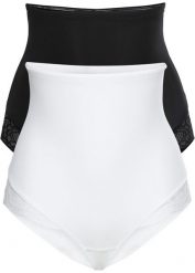 Figi panty shape (2 pary), lekki stopień modelowania sylwetki. Czarne bielizna korygująca bonprix, bez wzorów, z bawełny. Za 87.99 zł.