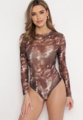 Brązowe Body w Marmurkowy Wzór z Długimi Rękawami Talinse. Brązowe body i gorsety Born2be, bez wzorów. Za 84.99 zł.