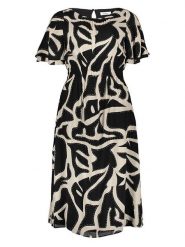 S.Oliver Sukienka w kolorze czarno-beżowym rozmiar: 40. Brązowe sukienki damskie S.Oliver, bez wzorów, z wiskozy, bez ramiączek. Za 147.91 zł.