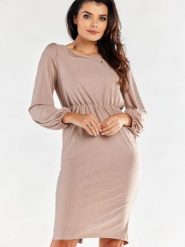 Sukienka Model A551 Beige - awama. Brązowe sukienki damskie Awama, bez wzorów, z elastanu, eleganckie, bez ramiączek. Za 300.83 zł.