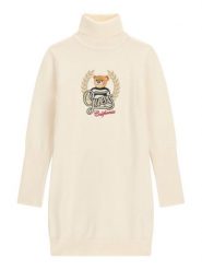 Guess Sukienka dzianinowa J6BK14 Z1299 Kremowy Regular Fit. Białe sukienki dziewczęce Guess, z aplikacjami, z dzianiny, bez ramiączek, proste. Za 284.99 zł.
