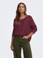 JDY Sweter "New" w kolorze bordowym rozmiar: XL. Czerwone swetry klasyczne damskie JDY, xl, bez kołnierzyka. Za 109.95 zł.