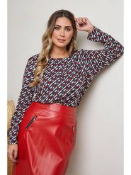 Plus Size Company Bluzka "Acoza" w kolorze granatowo-czerwonym rozmiar: 50. Czerwone bluzki damskie Plus Size Company, plus size, bez wzorów, klasyczne, bez kołnierzyka, plus size, bez ramiączek. Za 87.81 zł.
