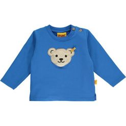 Bluza w kolorze niebieskim. Niebieskie bluzy niemowlęce Steiff, z aplikacjami, z okrągłym kołnierzem. W wyprzedaży za 47.95 zł.