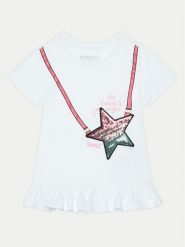 Guess T-Shirt K5RI19 K6YW4 Biały Regular Fit. Białe koszulki i t-shirty dziewczęce Guess, z aplikacjami, z bawełny, bez kołnierzyka, bez ramiączek. Za 69.99 zł.