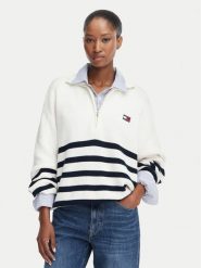 Tommy Jeans Sweter DW0DW22928 Kremowy Regular Fit. Białe swetry klasyczne damskie Tommy Jeans, xs, z bawełny, bez kołnierzyka. Za 449.99 zł.