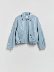 Kurtka bomberka - jasnoniebieski. Niebieskie kurtki damskie Reserved, l, bez wzorów, ze skóry, bez kaptura. Za 259.99 zł.