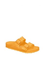 Birkenstock Klapki w kolorze żółtym rozmiar: 37. Żółte klapki damskie Birkenstock, bez wzorów, z otwartym noskiem, bez obcasa, bez zapięcia. Za 160.95 zł.