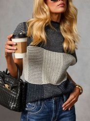 Milan Kiss Sweter w kolorze ciemnoszaro-kremowym rozmiar: S. Czarne swetry klasyczne damskie Milan Kiss, s, bez kołnierzyka. Za 154.07 zł.