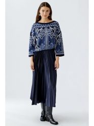 Oui Sweter w kolorze granatowym rozmiar: 38. Niebieskie swetry klasyczne damskie Oui, ze splotem, bez kołnierzyka. Za 244.80 zł.