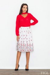 Ecru Spódnica Rozkloszowana Midi w Kolorowe Kwiaty. Niebieskie spódnice damskie Figl, l, bez wzorów, z elastanu, midi. Za 189.00 zł.
