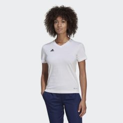 Koszulka Entrada 22. Czarne bluzki damskie Adidas, xs, bez wzorów, bez kołnierzyka, bez ramiączek. Za 75.00 zł.
