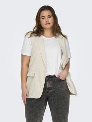 ONLY Koszulka w kolorze białym rozmiar: XL-54. Białe bluzki damskie Only, xl, bez wzorów, bez kołnierzyka, bez ramiączek. Za 52.67 zł.