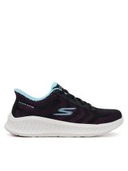Skechers Sneakersy GO WALK Now - Khloe 125643/BKPR Czarny. Czarne obuwie sportowe damskie Skechers, z materiału, bez zapięcia. Za 349.99 zł.