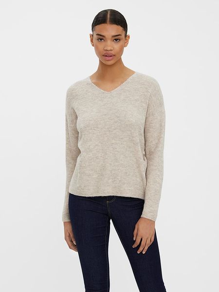 Vero Moda Sweter w kolorze kremowym rozmiar: L. Brązowe swetry klasyczne damskie Vero Moda, l, bez kołnierzyka. Za 87.40 zł.