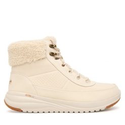 Trzewiki Skechers. Brązowe botki damskie Skechers, bez obcasa, na płaskiej podeszwie, bez zapięcia. Za 429.99 zł.