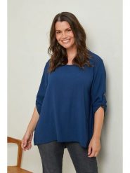 Curvy Lady Bluzka w kolorze granatowym rozmiar: 48/50. Niebieskie bluzki damskie Curvy Lady, bez wzorów, klasyczne, bez kołnierzyka, bez ramiączek. Za 104.39 zł.