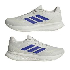 Adidas Runfalcon 5 Trainers – Szaro/Niebiesko/Białe – Rozmiar 8,5. Białe obuwie sportowe damskie Adidas, bez zapięcia, do biegania. Za 252.45 zł.