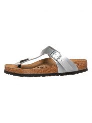 Birkenstock Japonki "Gizeh" w kolorze srebrnym rozmiar: 36. Szare klapki damskie Birkenstock, bez wzorów, z otwartym noskiem, bez obcasa, bez zapięcia. Za 239.86 zł.