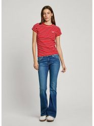 Pepe Jeans Koszulka "Meribel" w kolorze czerwono-białym rozmiar: XL. Czerwone bluzki damskie Pepe Jeans, xl, bez wzorów, z jeansu, bez kołnierzyka, bez ramiączek. Za 105.38 zł.