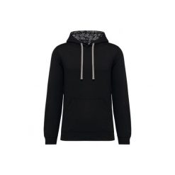 Wzorzysta bluza z kontrastowym kapturem Kariban. Czarne bluzy damskie KARIBAN, xs, bez wzorów, z bawełny. Za 174.00 zł.