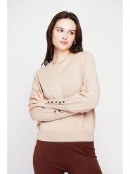 C& Jo Sweter w kolorze beżowym rozmiar: 42. Brązowe swetry klasyczne damskie C& Jo, ze splotem, bez kołnierzyka. Za 122.38 zł.